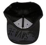 Savage Embroidered String Brim Black Flat Bill Snapback Hat Cap