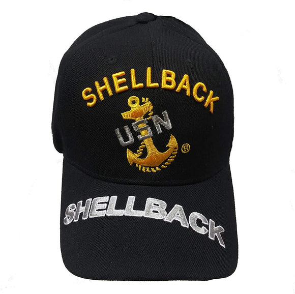 US Military Navy Shellback Black Adjustable Baseball Hat Cap