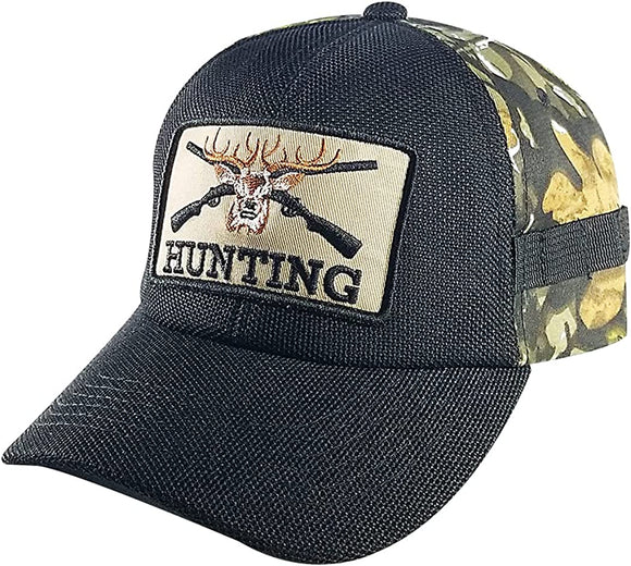 Deer Hunting Patch Trucker Hat Cap (Black/Camouflage)