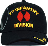 US Military 7th Infantry Division Black Adjustable Baseball Hat Cap