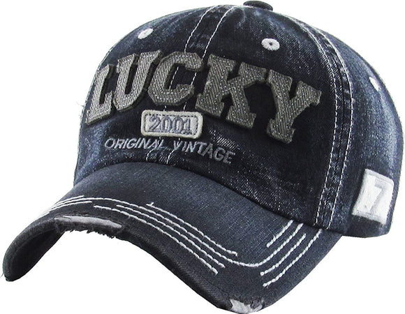 Lucky Vintage Dad Baseball Hat Cap (Black Denim)