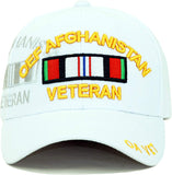US Military OEF Afghanistan Veteran White Adjustable Baseball Hat Cap