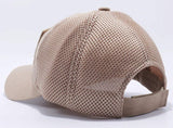 US Flag Detachable Patch Micro Soft Mesh Baseball Hat Cap (Khaki)