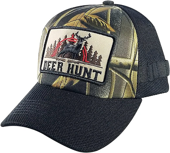 Deer Hunt Patch Trucker Hat Cap (Camouflage/Black)