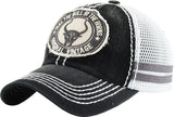 Bull Vintage Meshback Dad Baseball Hat Cap (Black)