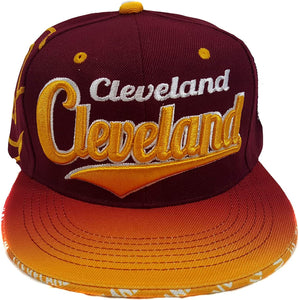 Cleveland City Flat Flash Style Snapback Cap (Black/Red)
