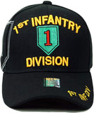 US Military 1st Infantry Division Black Adjustable Baseball Hat Cap