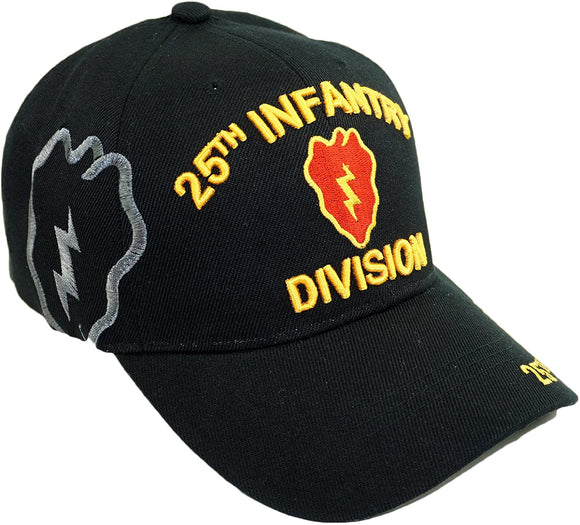 US Military 25th Infantry Division Black Adjustable Baseball Hat Cap