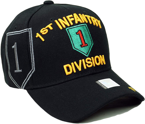 US Military 1st Infantry Division Black Adjustable Baseball Hat Cap