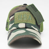 US Flag Camouflage Detachable Patch Micro Soft Mesh Baseball Hat Cap (Green Camouflage)