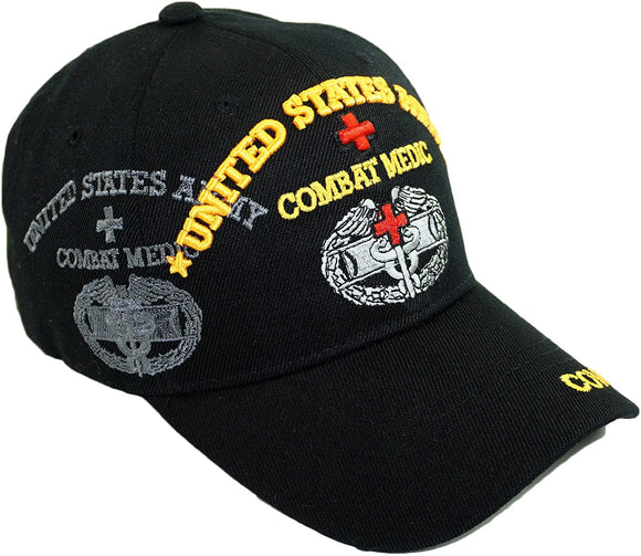 US Military Combat Medic Baseball Hat Cap, One Size, Black