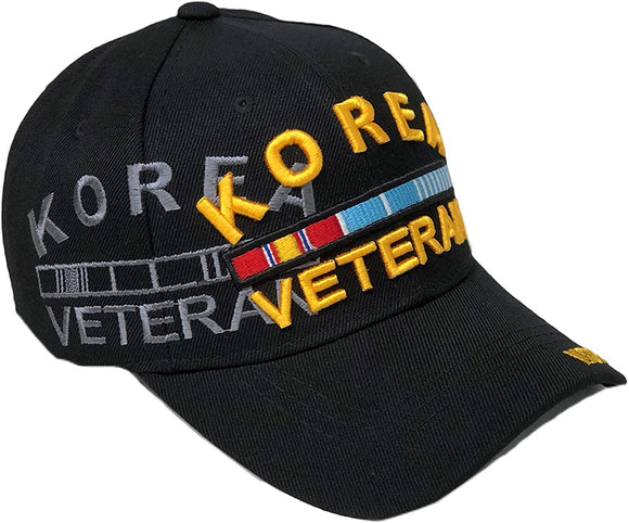 US Military Korea Veteran Black Adjustable Baseball Hat Cap