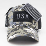 US Flag Detachable Patch Micro Soft Mesh Baseball Hat Cap (Black Camouflage)