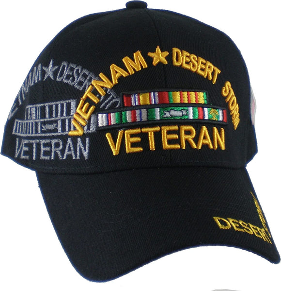 US Military Vietnam Desert Storm Veteran Ribbon Black Adjustable Baseball Hat Cap