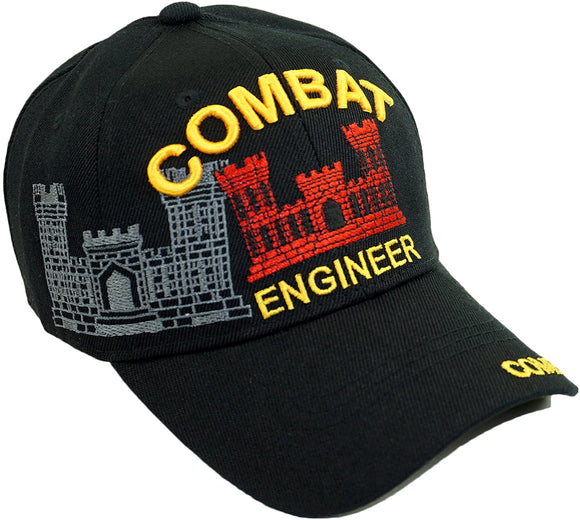 US Military Combat Engineer Black Adjustable Baseball Hat Cap