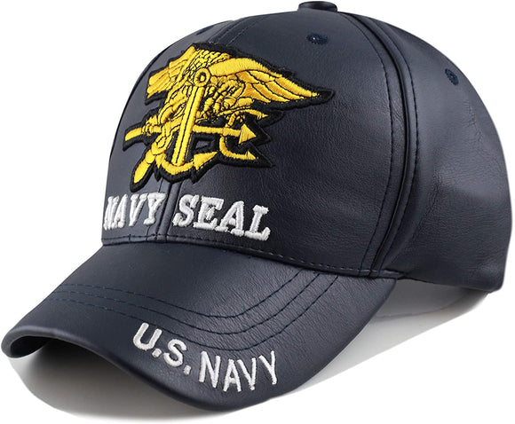 US Military Nave Seal PU (Plyurethane) Blue Adjustable Baseball Hat Cap