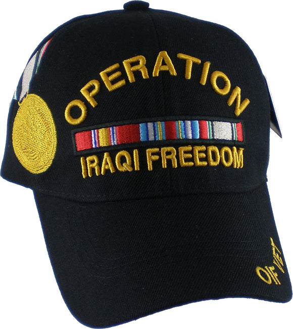 US Military Operation Iraqi Freedom Ribbon Medal Black Adjustable Baseball Hat Cap