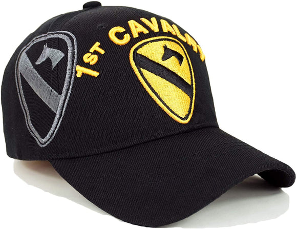 US Military 1st Cavalry Black Adjustable Baseball Hat Cap