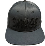 Savage Embroidered String Brim Dark Grey Flat Bill Snapback Hat Cap