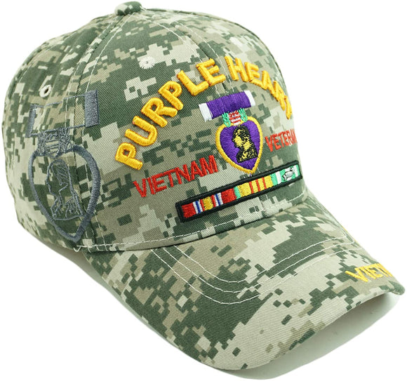 US Military Purple Heart Vietnam Veteran Digital Camouflage Adjustable Baseball Hat Cap