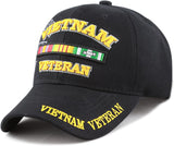 US Military Vietnam Veteran Ribbon Black Adjustable Baseball Hat Cap