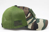 US Flag Camouflage Detachable Patch Micro Soft Mesh Baseball Hat Cap (Green Camouflage)