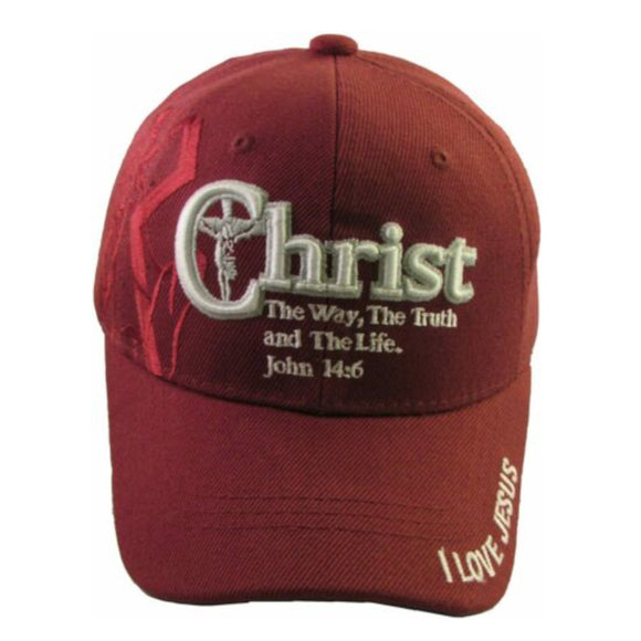 CHRIST IS THE WAY Christian Baseball Hat Cap (Burgundy)