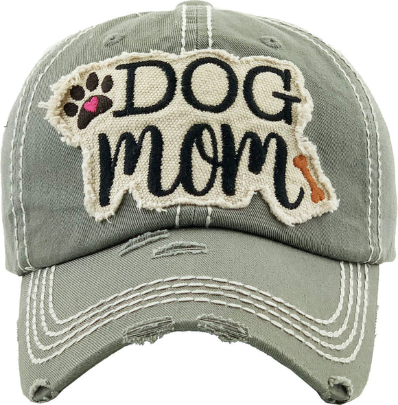 Kbethos Dog Mom Vintage Baseball Hat Cap (Grey)