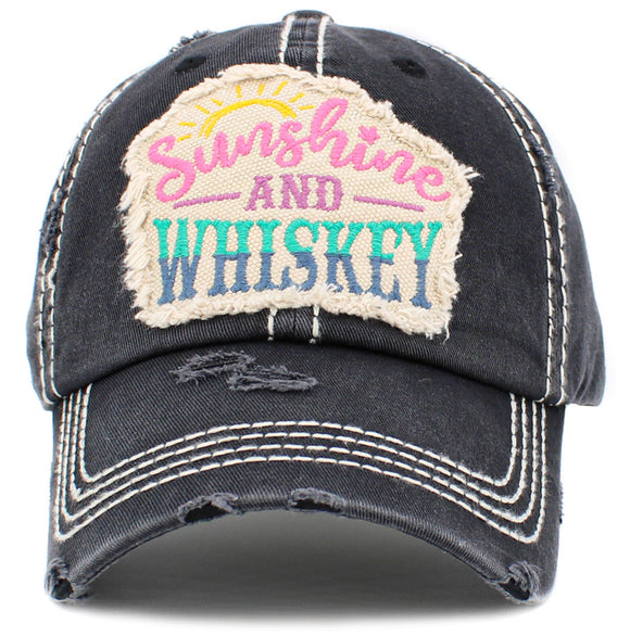 Sunshine And Whiskey Vintage Mom Baseball Hat Cap (Black)