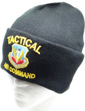 US Military Tactical Air Command Black Skull Beanie Hat Cap