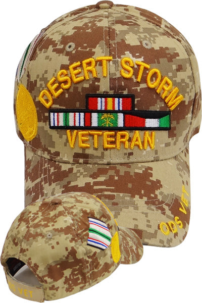 US Military Desert Storm Veteran Ribbon ODS Desert Camouflage Adjustable Baseball Hat Cap