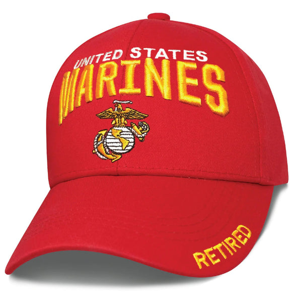 US Military Marines Bold Tactics Retired Adjustable Baseball Hat Cap (Red)