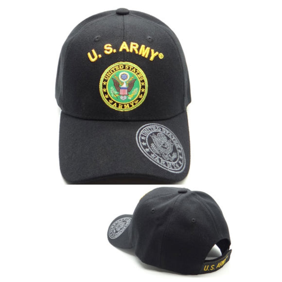 US Military Army Arch Shield Shadow Black Adjustable Baseball Hat Cap