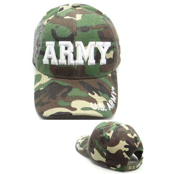 US Military Army Letter Shield Shadow Green Camouflage Adjustable Baseball Hat Cap