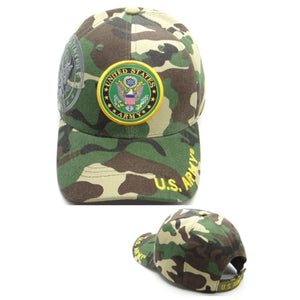 US Military Army Shield Logo Shadow Green Camouflage Adjustable Baseball Hat Cap