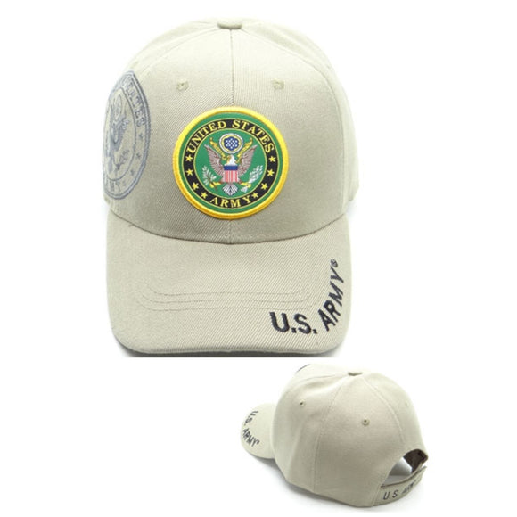 US Military Army Shield Logo Shadow Khaki Adjustable Baseball Hat Cap