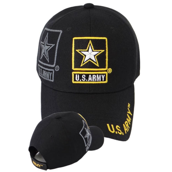 US Military Army Star Shadow Black Adjustable Baseball Hat Cap