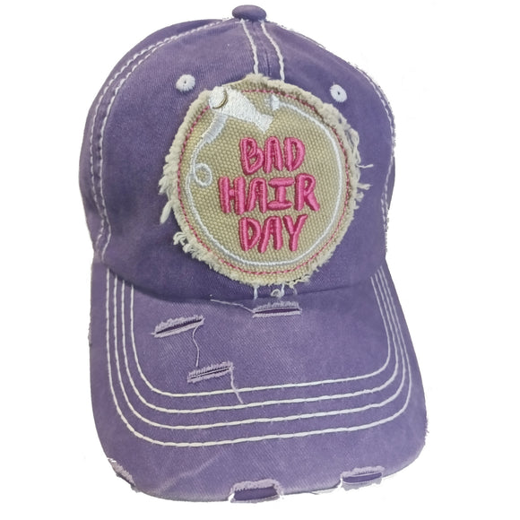 Bad Hair Day Pigment Vintage Cotton Baseball Hat Cap (Purple)