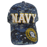 US Military Navy Embroidery With Emblem On Brim Blue Camouflage Adjustable Baseball Hat Cap
