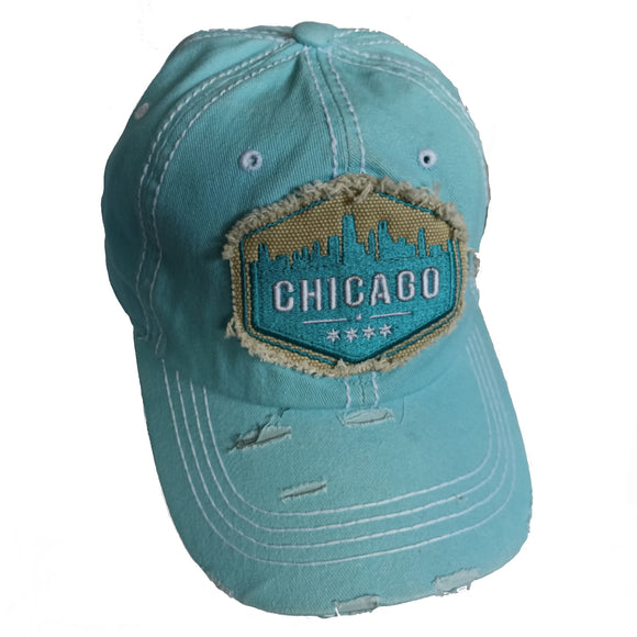 Chicago City Line Vintage Baseball Hat Cap (Sky Blue)