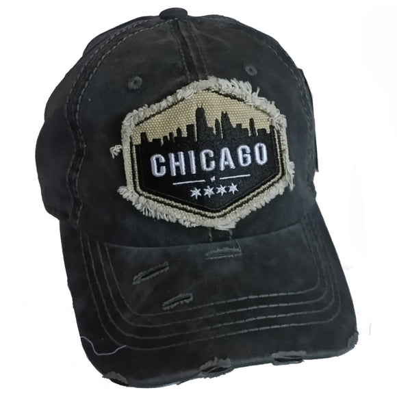 Chicago City Line Vintage Baseball Hat Cap (Black)