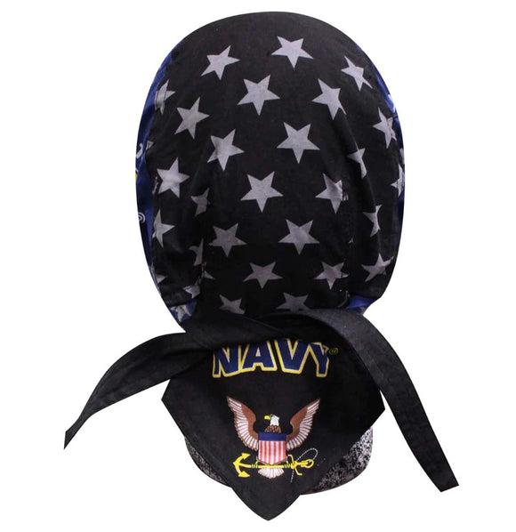 Danbanna Combat Stars Navy Headwrap Doo Rag Skull Cap