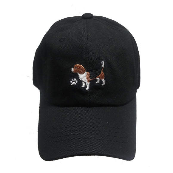 Beagle Dog Design Cotton Baseball Cap (Black)