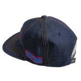 Diamond Embroidered Denim Blue Flat Bill Snapback Hat Cap