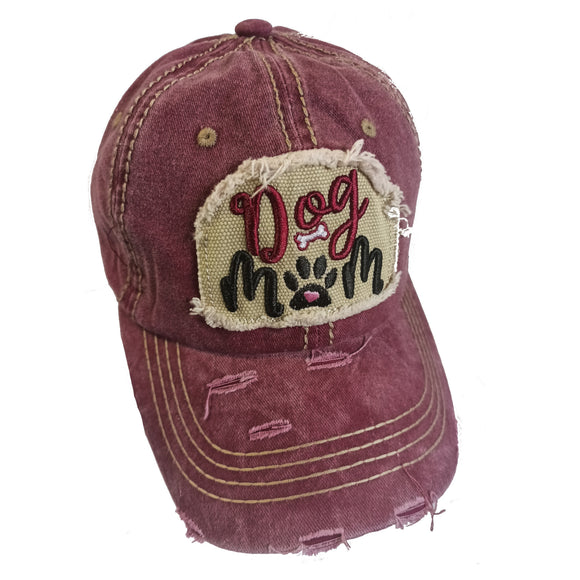 Dog Mom Pigment Vintage Cotton Baseball Hat Cap (Maroon)