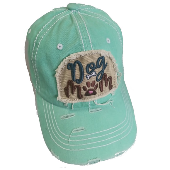 Dog Mom Pigment Vintage Cotton Baseball Hat Cap (Sky Blue)