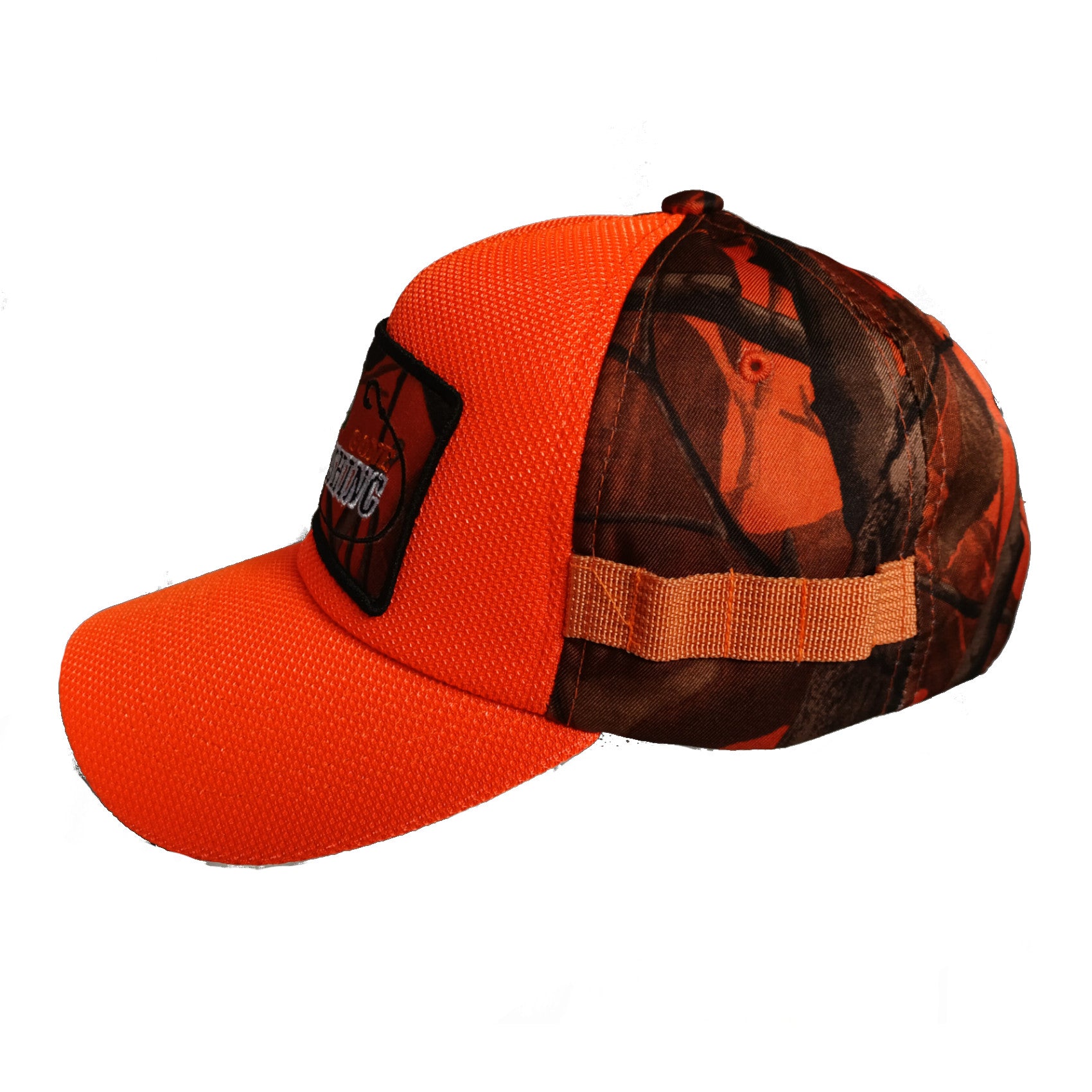 Bass Fishing Patch Trucker Hat Cap (Orange/Camouflage)