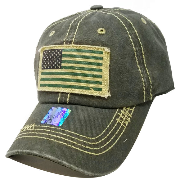 US Flag Vintage Distressed Baseball Hat Cap (Charcoal)