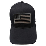 US Flag Patch Embroidered Mesh Trucker Baseball Hat Cap (Black)