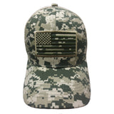 US Flag Patch Embroidered Mesh Trucker Baseball Hat Cap (Green Digital Camouflage)